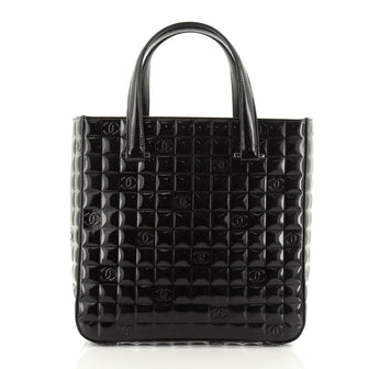 Chanel Chocolate Bar CC Tote Quilted Patent Small