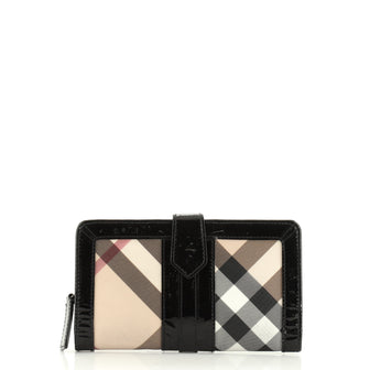 Burberry Zip Around Organizer Wallet Vintage Check Canvas