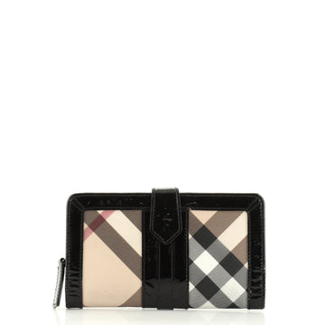 Burberry Zip Around Organizer Wallet Vintage Check Canvas