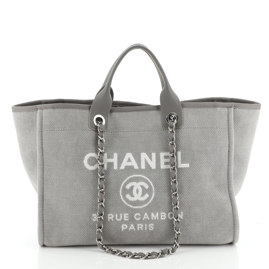 Chanel Canvas Deauville Large Tote Charcoal Grey – Coco Approved Studio