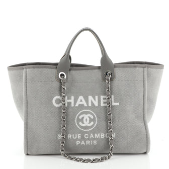 Chanel Deauville Tote Canvas Large Gray 531002
