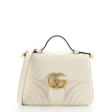 Gucci GG Marmont Top Handle Flap Bag Matelasse Leather Mini