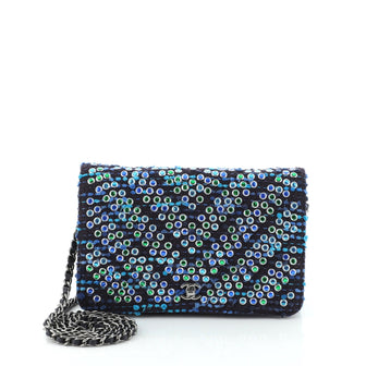 Chanel Wallet on Chain Chevron Tweed and Rhinestones