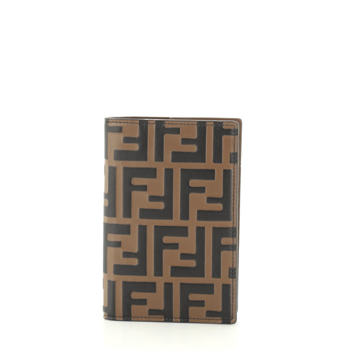 Fendi Passport Cover Zucca Embossed Leather Brown 531281