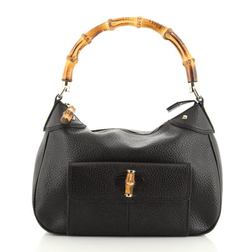 Gucci Bamboo Zip Top Handle Bag Leather Medium