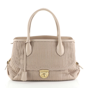Salvatore Ferragamo Fiamma Tote Woven Leather East West