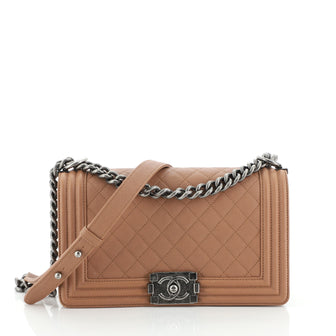 Chanel Boy Flap Bag Quilted Caviar Old Medium