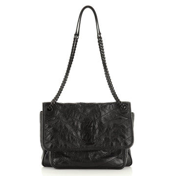 Saint Laurent Niki Chain Flap Bag Matelasse Chevron Leather Medium
