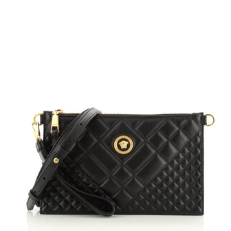 Versace Icon Flat Crossbody Bag Quilted Leather