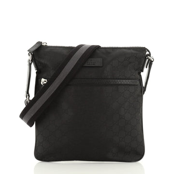 Gucci Front Zip Flat Messenger Bag GG Nylon Medium