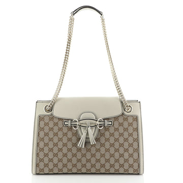 Gucci Emily Chain Flap Shoulder Bag GG Canvas Large