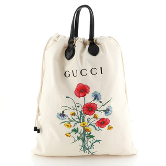 Gucci Drawstring Tote Printed Canvas