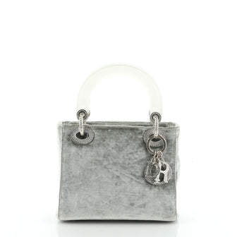 Christian Dior Lady Dior Bag Velvet with Crystal Embellishment Mini