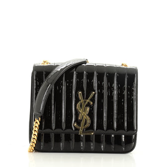 Saint Laurent Vicky Crossbody Bag Vertical Quilted Patent Large