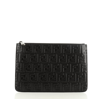 Fendi Zip Pouch Zucca Embossed Leather