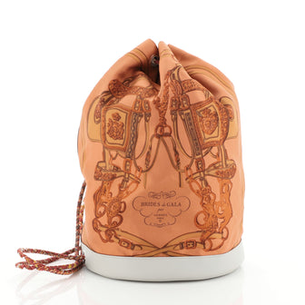 Hermes Soie Cool Handbag Printed Silk and Calfskin Medium