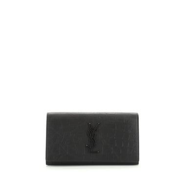 Saint Laurent Classic Monogram Flap Wallet Crocodile Embossed Leather