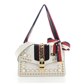 Gucci Sylvie Shoulder Bag Studded Leather Small