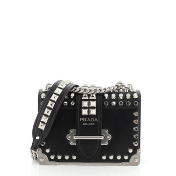 Prada Cahier Crossbody Bag Studded City Calf with Saffiano Small