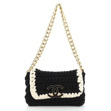 Chanel Fancy Crochet Flap Bag Fabric Small