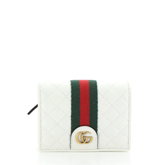 Gucci Double G Flap Card Case Quilted Leather