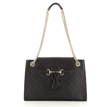 Gucci Emily Chain Flap Shoulder Bag Guccissima Leather Large