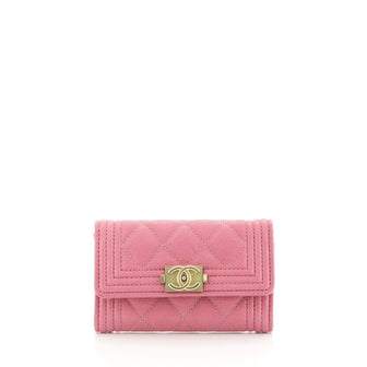 Chanel Boy Flap Card Holder Quilted Caviar
