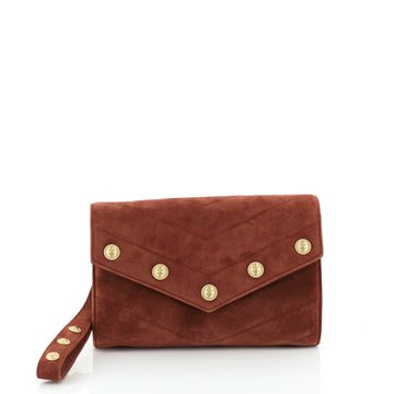 Chanel Paris-Hamburg Button CC Clutch Chevron Suede