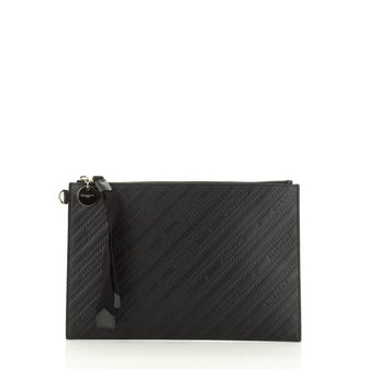 Givenchy Bond Zip Pouch Logo Embossed Leather Large