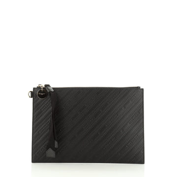 Givenchy Bond Zip Pouch Logo Embossed Leather Large