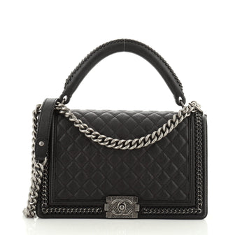 Chanel Chain Handle Boy Flap Bag Quilted Calfskin New Medium