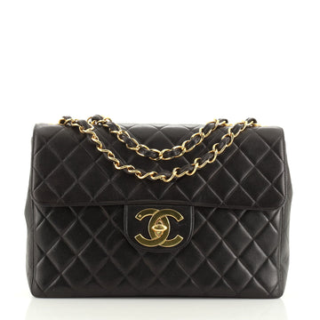 Chanel Vintage Classic Single Flap Bag Quilted Lambskin Jumbo