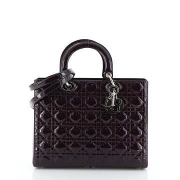 Christian Dior Lady Dior Bag Cannage Quilt Patent Large