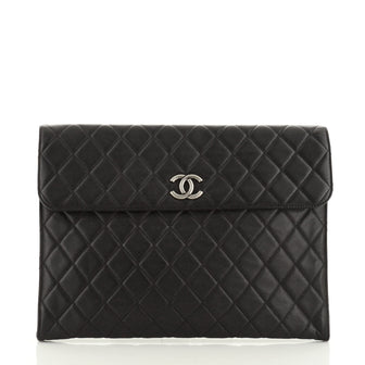 Chanel Flap Portfolio Clutch Quilted Calfskin Large