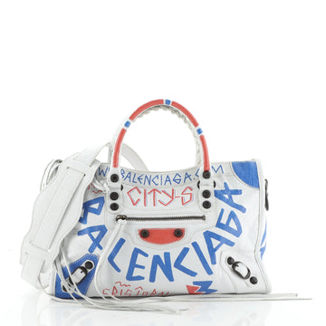 Balenciaga City Address Graffiti Classic Studs Bag Leather Small