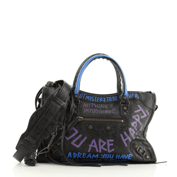 Balenciaga City Address Graffiti Classic Studs Bag Leather Small
