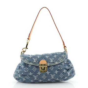 Louis Vuitton Pleaty Handbag Denim Mini