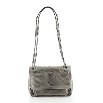 Saint Laurent Niki Chain Flap Bag Matelasse Chevron Leather Baby