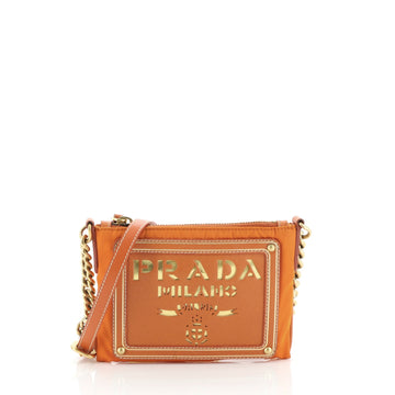 Prada Logo Chain Crossbody Bag Tessuto and Saffiano Leather Small