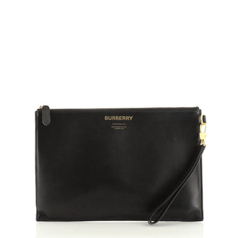 Burberry Logo Wristlet Clutch Leather Medium