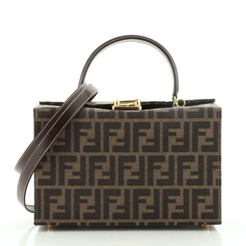 Fendi Vintage Convertible Lock Box Bag Zucca Canvas Medium