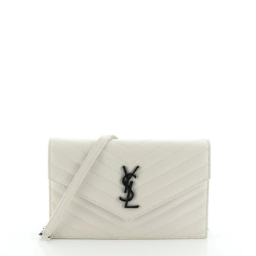 Saint Laurent Classic Monogram Wallet on Chain Matelasse Chevron Leather Small