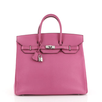 Hermes HAC Birkin Bag Pink Chevre de Coromandel with Palladium Hardware 36