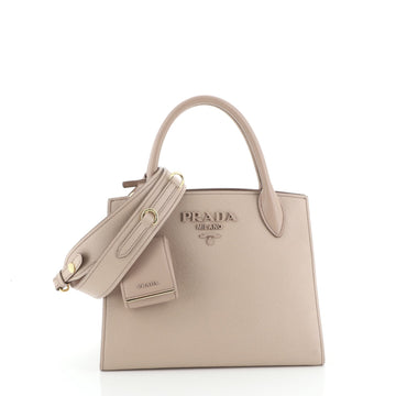 Prada Monochrome Tote Saffiano with City Calf Small
