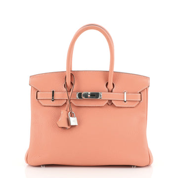 Hermes Birkin Handbag Pink Clemence with Palladium Hardware 30