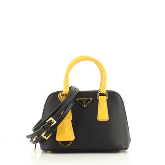 Prada Promenade Bag Saffiano Leather with Crocodile Mini