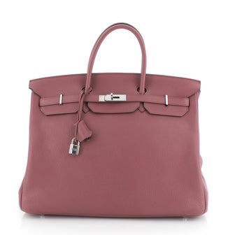 Hermes Birkin Handbag Pink Clemence with Palladium Hardware 40