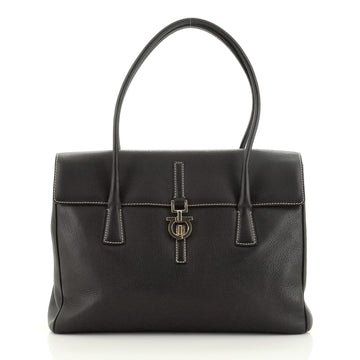 Salvatore Ferragamo Vintage Gancini Flap Shoulder Bag Leather Large