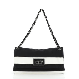 Chanel Mademoiselle Lock Chain Flap Bag Grosgrain Medium