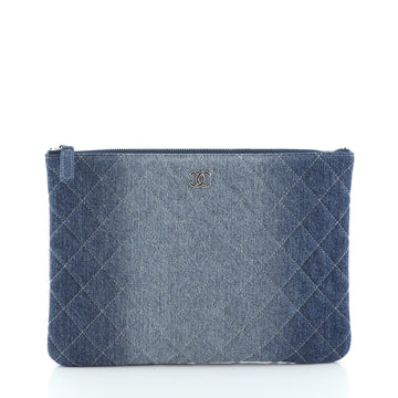 Chanel O Case Clutch Quilted Denim Medium